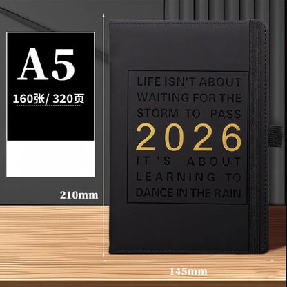 2026 Premium Schedule Leather Cover Planner With Pen