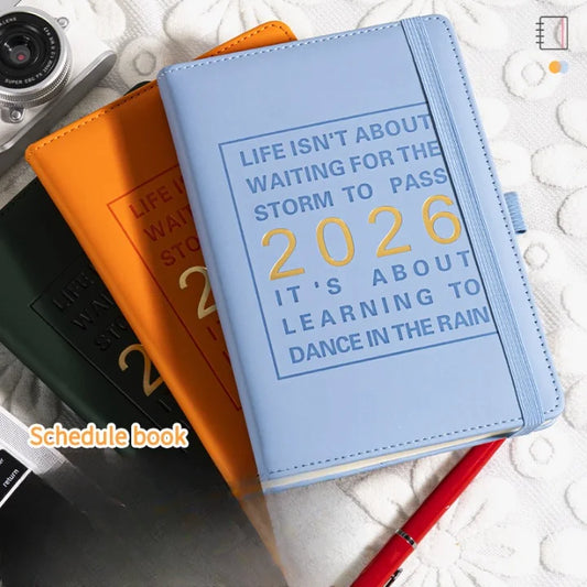 2026 Premium Schedule Leather Cover Planner With Pen