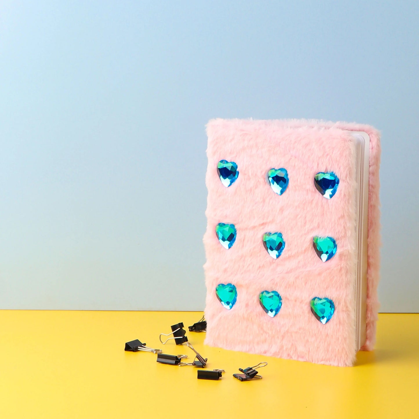 Diamond Hearts Fur Notebook Diary