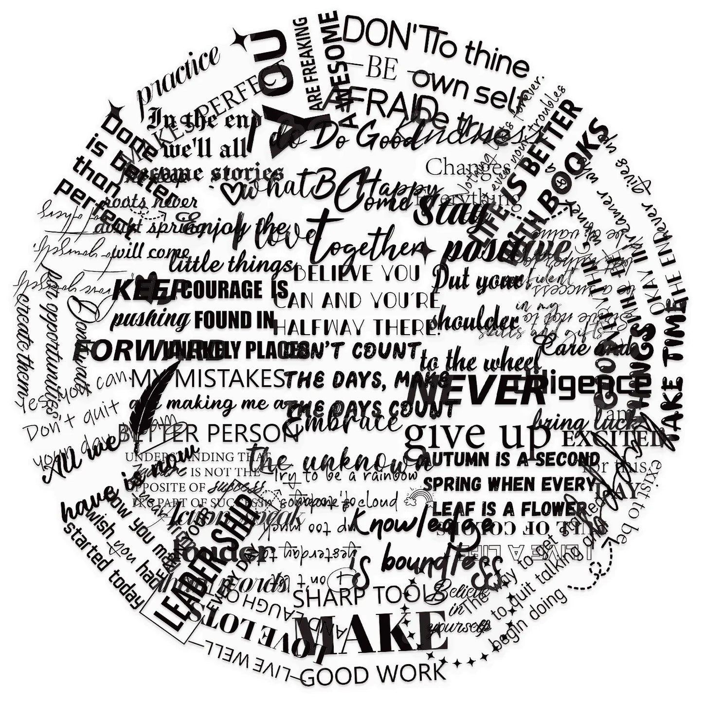 English Inspirational Short Sentences Stickers Pack