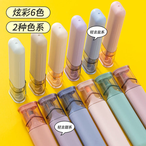 Large Capacity Ultra Soft Head Highlighter - Set of 6