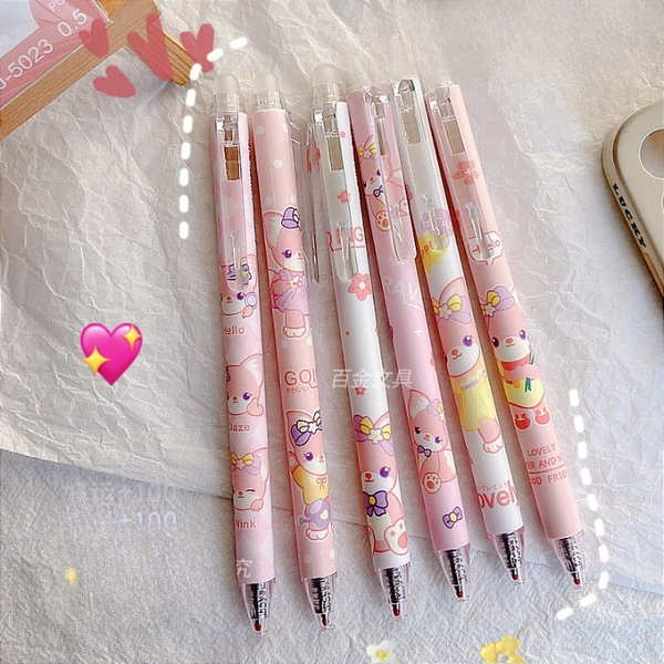 Cute Kitten Erasable Gel Pen Set of 6