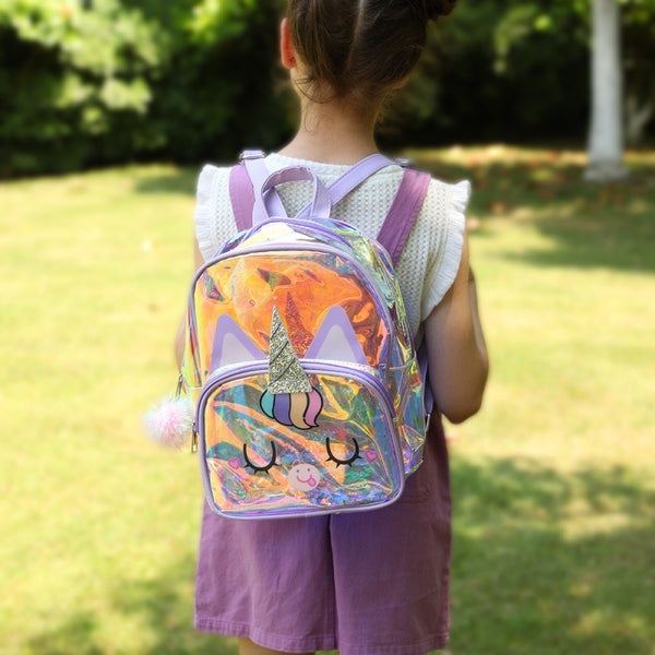 Unicorn Children's Transparent Colorful Backpack and School Bag