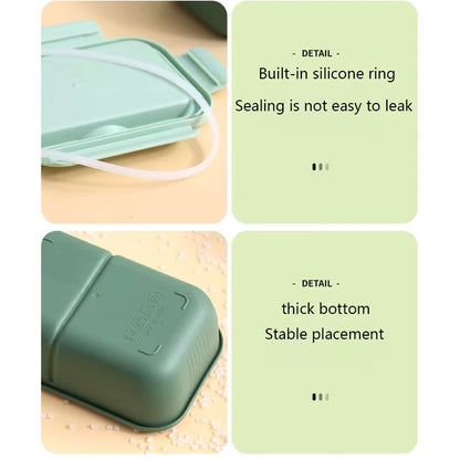 3-Grid Leakproof Microwave Seal Lunch Box with Fork