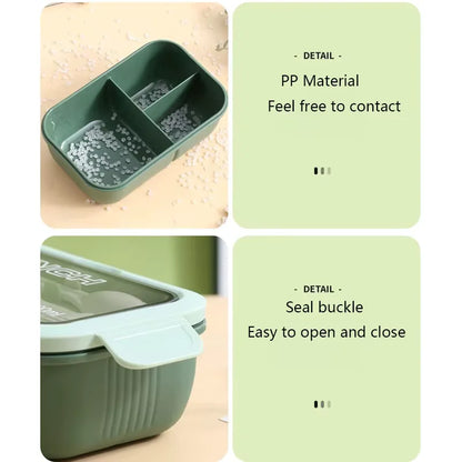 3-Grid Leakproof Microwave Seal Lunch Box with Fork