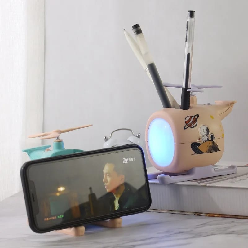 Helicopter Shape Desk Lamp With Pen Holder