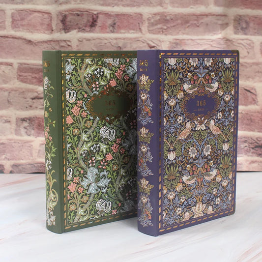 William Morris Floral Cover 365 Days Year Planner with Plain Kraft Pages