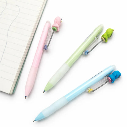 Colorful pens with unique designs on a white background