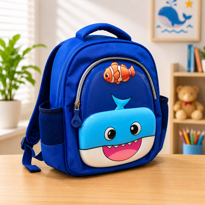 3D Whale Character Kids Backpack