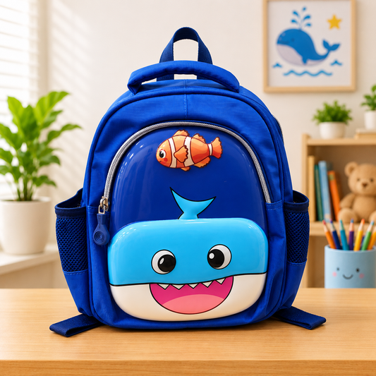 3D Whale Character Kids Backpack