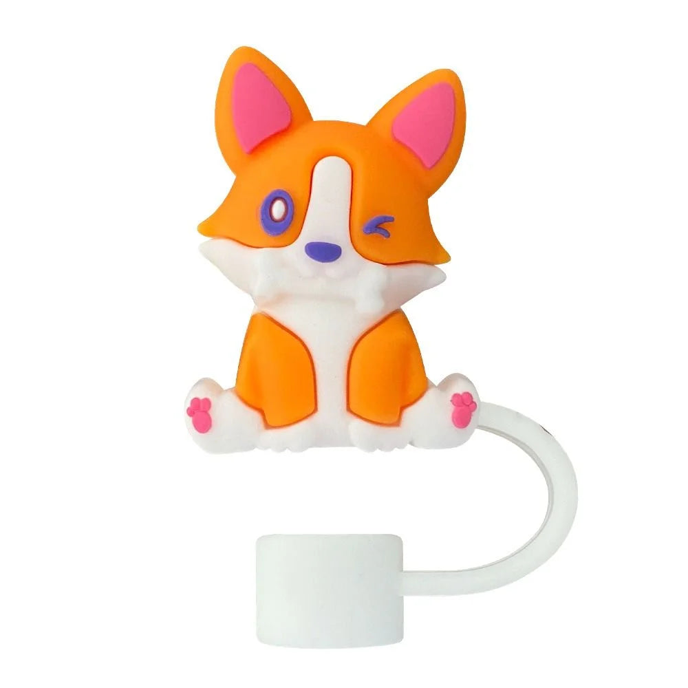 Colorful fox-shaped keychain on a white background