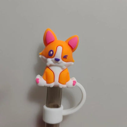Fox-shaped cable protector on a gray background