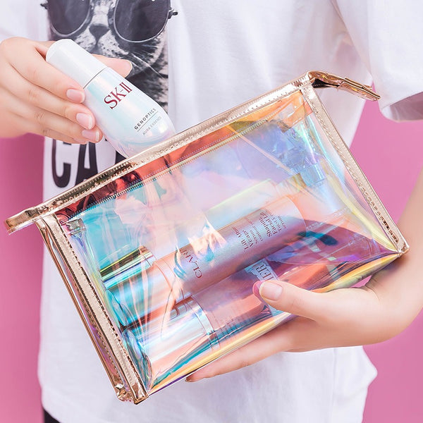 Laser Holographic Transparent Cosmetic Bag Or Pouch