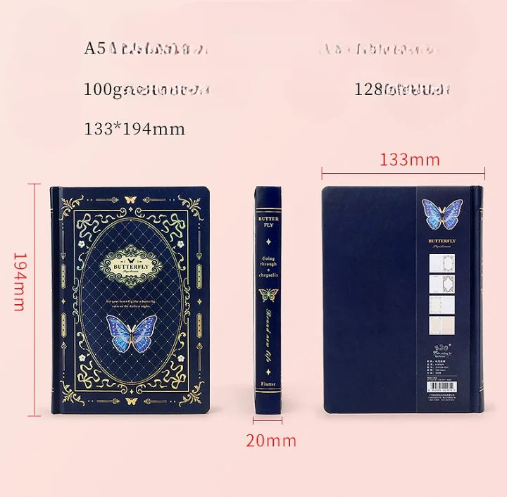Gold Foiled Butterfly Hard Cover Journal
