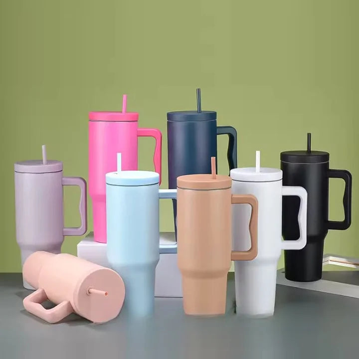 40oz Insulated Stainless Steel Vacuum Flask with Straw