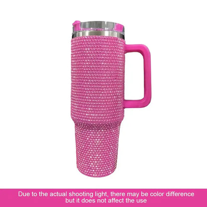 40oz Shiny Rhinestone Insulated Stainless Steel Tumbler with Straw