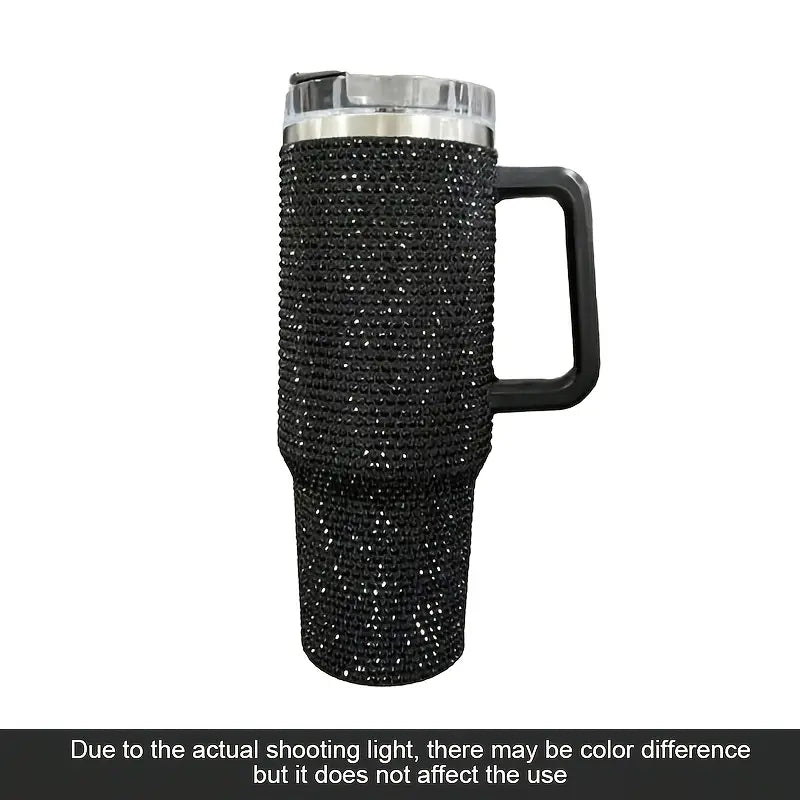 40oz Shiny Rhinestone Insulated Stainless Steel Tumbler with Straw