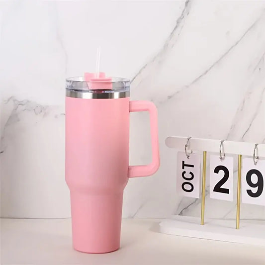 40oz Insulated Stainless Steel Tumbler with Straw - Pink