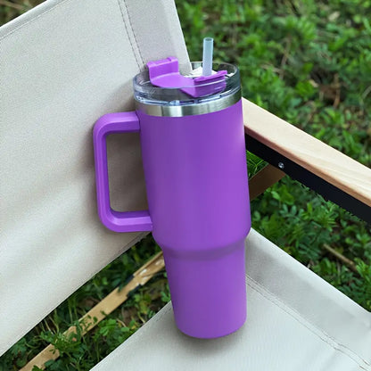 40oz Insulated Stainless Steel Tumbler with Straw - Purple