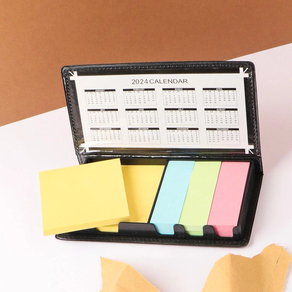 4 In 1 Pastel Color Sticky Notes Leather Box