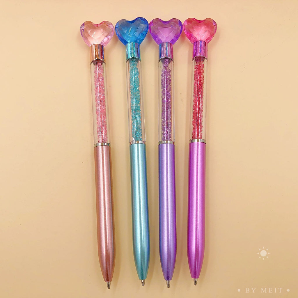 Confetti Filled Heart Top Ball Point Pen