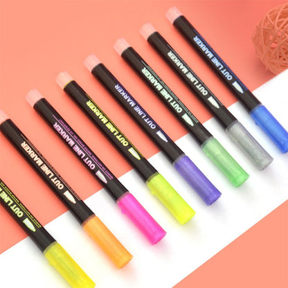 Double Line Glitter Outliner Pen Marker Set