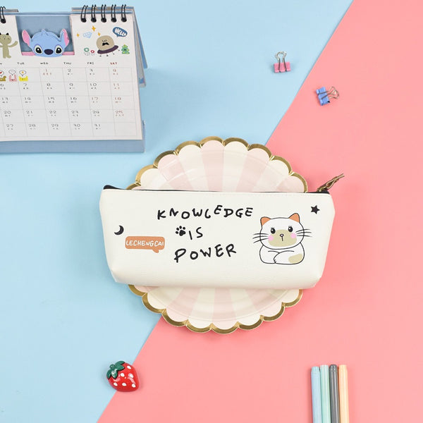 Cute Cat PU Leather Pencil Case and Pouch