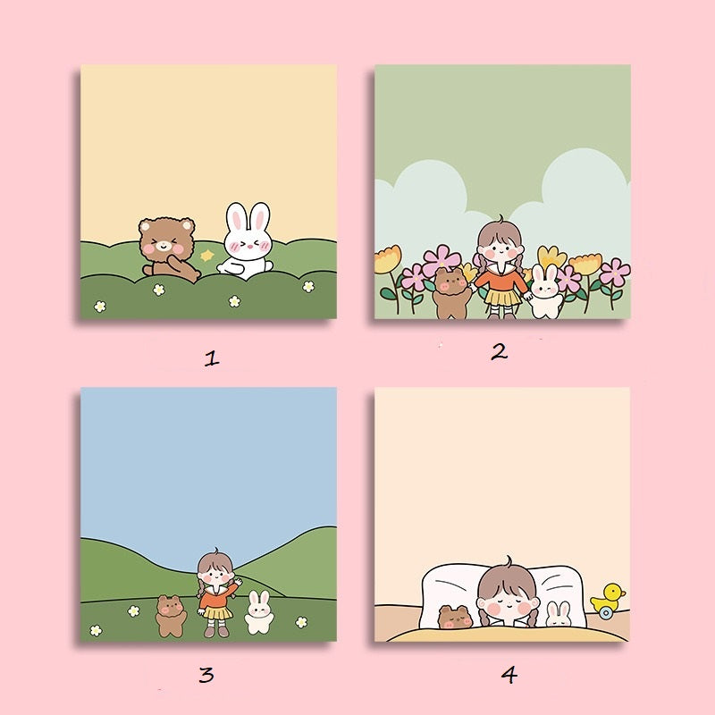 Sticky Notes - Forest girl and Bunny