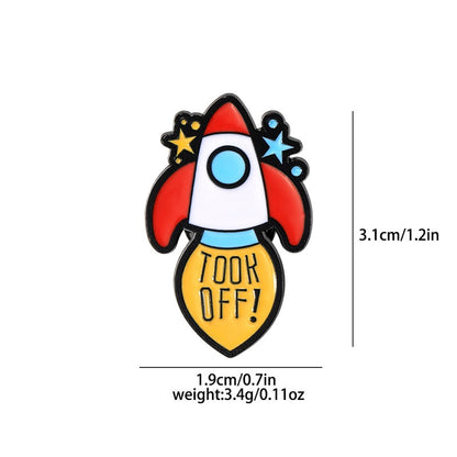 Creative Japanese  Spaceship Astronaut Rocket Brouch And Enamel Pin