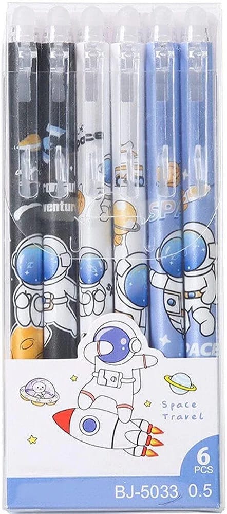 Cute Astronaut Erasable Gel Pen Set of 6