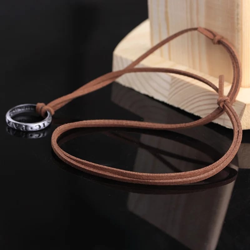 Nathan Drake Uncharted Leather Strip And Ring Pendant Necklace