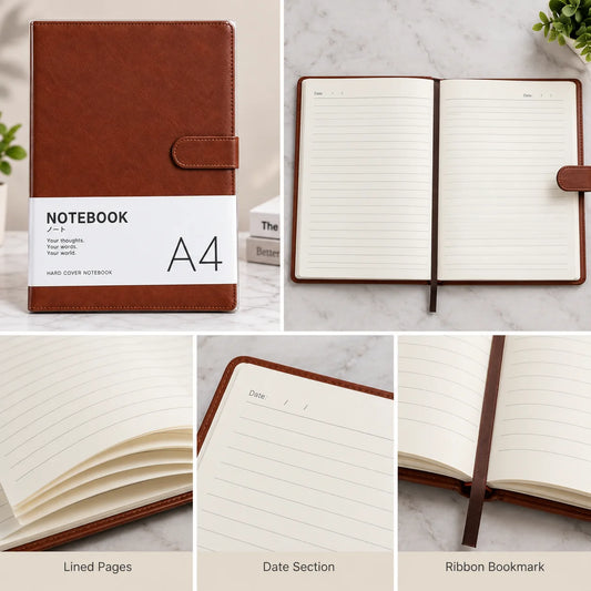 A4 Premium Lined Pages Leather Cover Journal