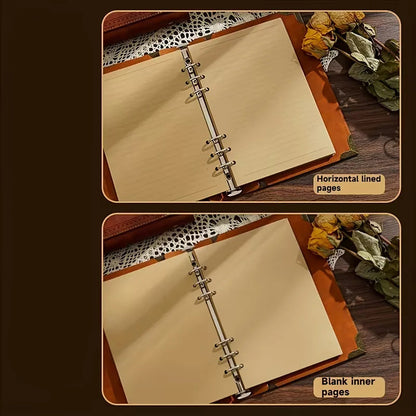 Vintage Tree of Life Leather Journal Notebook – Embossed Hardcover Diary with Elastic Closure