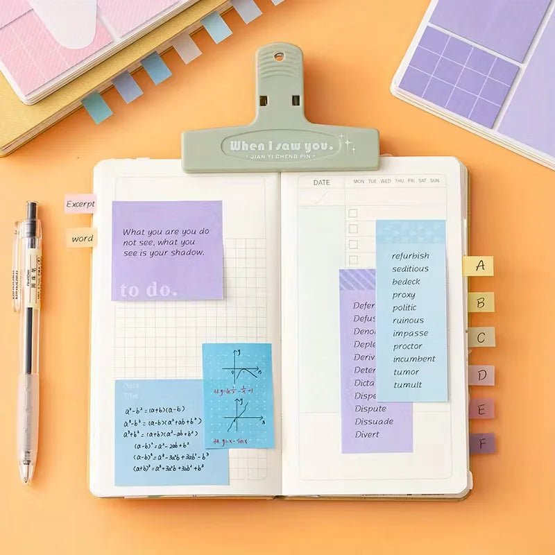 Notebook Notes Colorful A6 Spiral Notebook with Multi-Color Tabbed Sticky Notes – thepaperworm