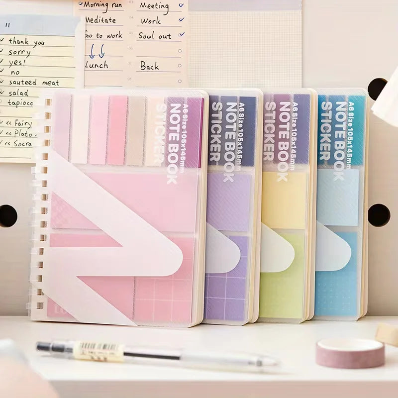A6 Spiral Notebook with Multi-Color Tabbed Sticky Notes