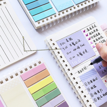 A6 Spiral Notebook with Multi-Color Tabbed Sticky Notes