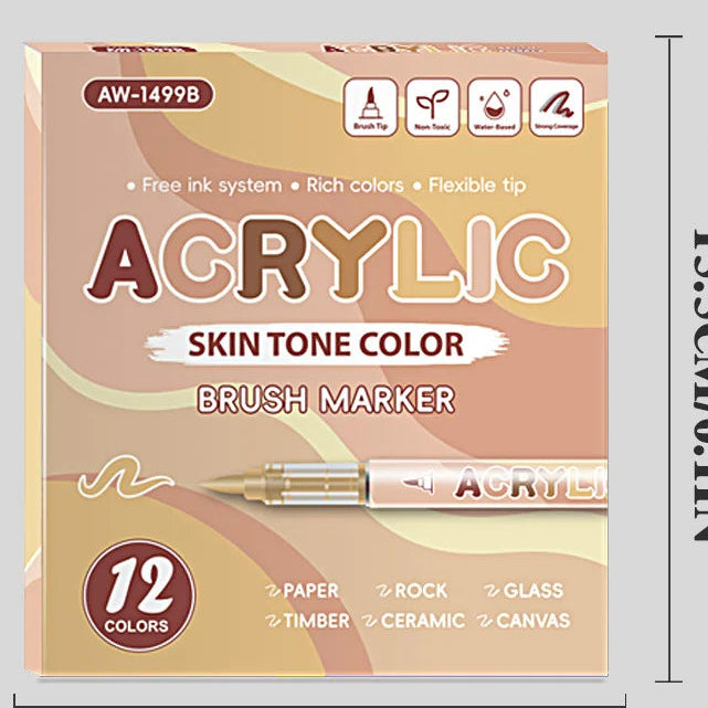 12-Color Liquid Acrylic Brush Marker Set