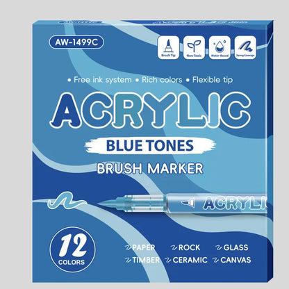 12-Color Liquid Acrylic Brush Marker Set