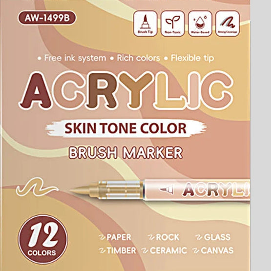 12-Color Liquid Acrylic Brush Marker Set