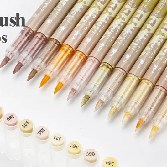 12-Color Liquid Acrylic Brush Marker Set