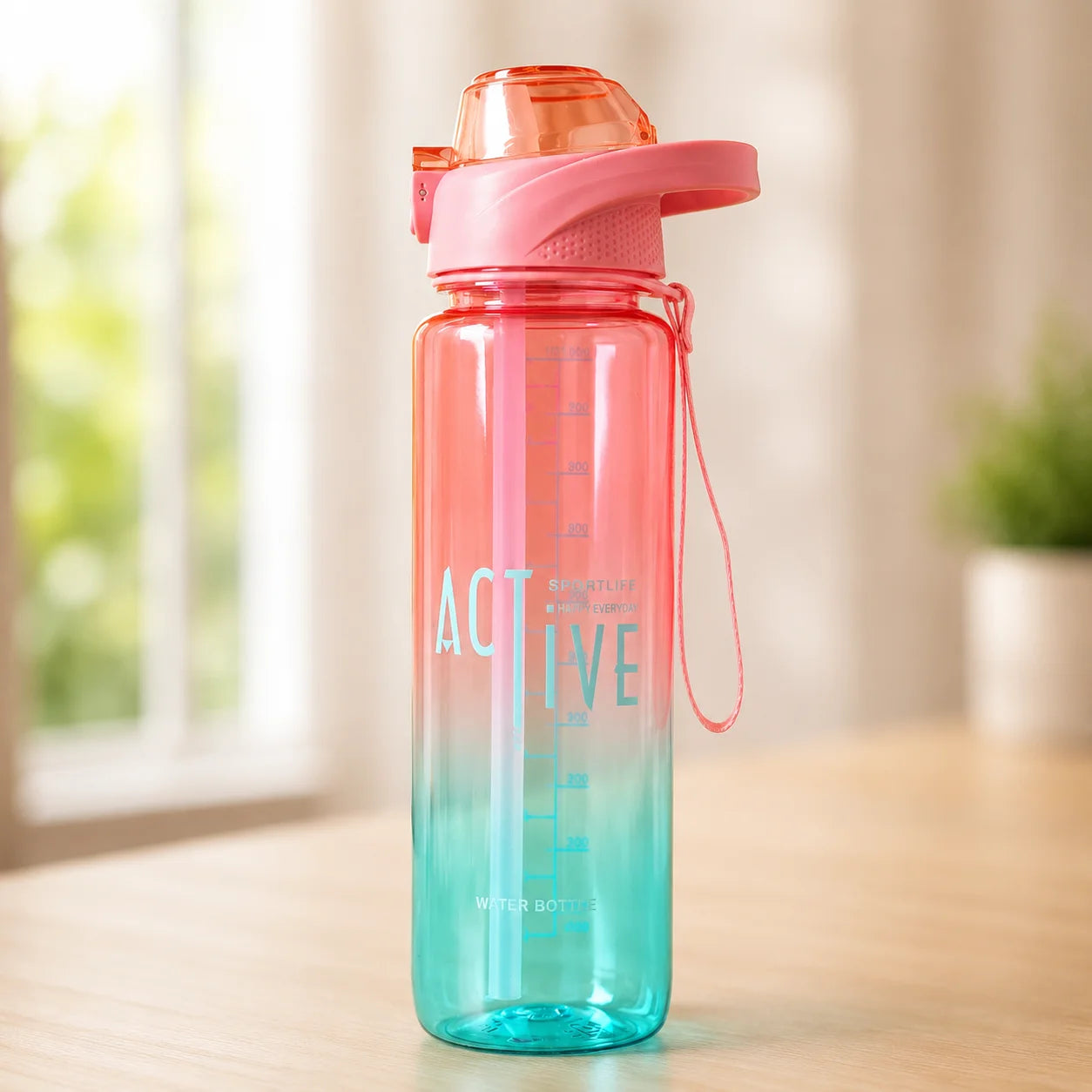 Active Gradient Plastic Water Bottle with Carry Handle