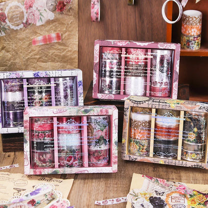 Vintage Floral Pattern Washi Tape Set