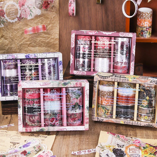 Vintage Floral Pattern Washi Tape Set