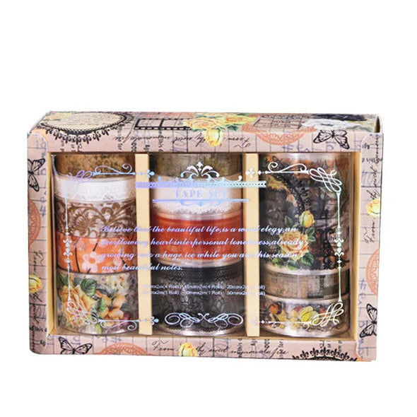 Vintage Floral Pattern Washi Tape Set
