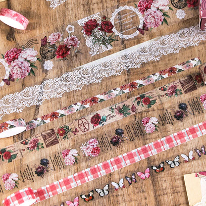 Vintage Floral Pattern Washi Tape Set
