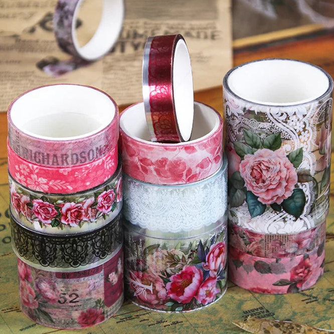 Vintage Floral Pattern Washi Tape Set