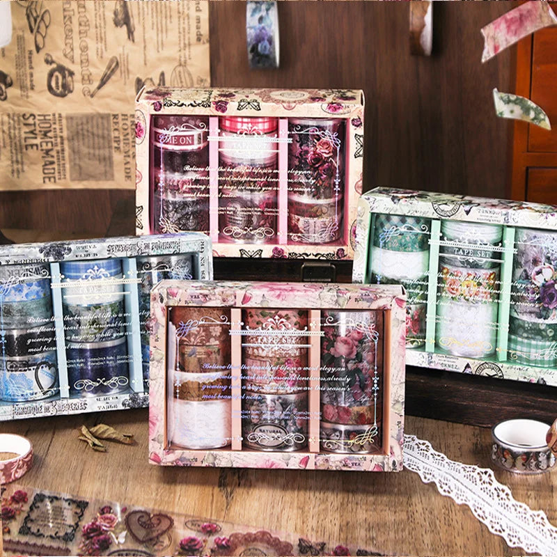 Vintage Floral Pattern Washi Tape Set