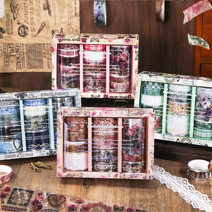 Vintage Floral Pattern Washi Tape Set