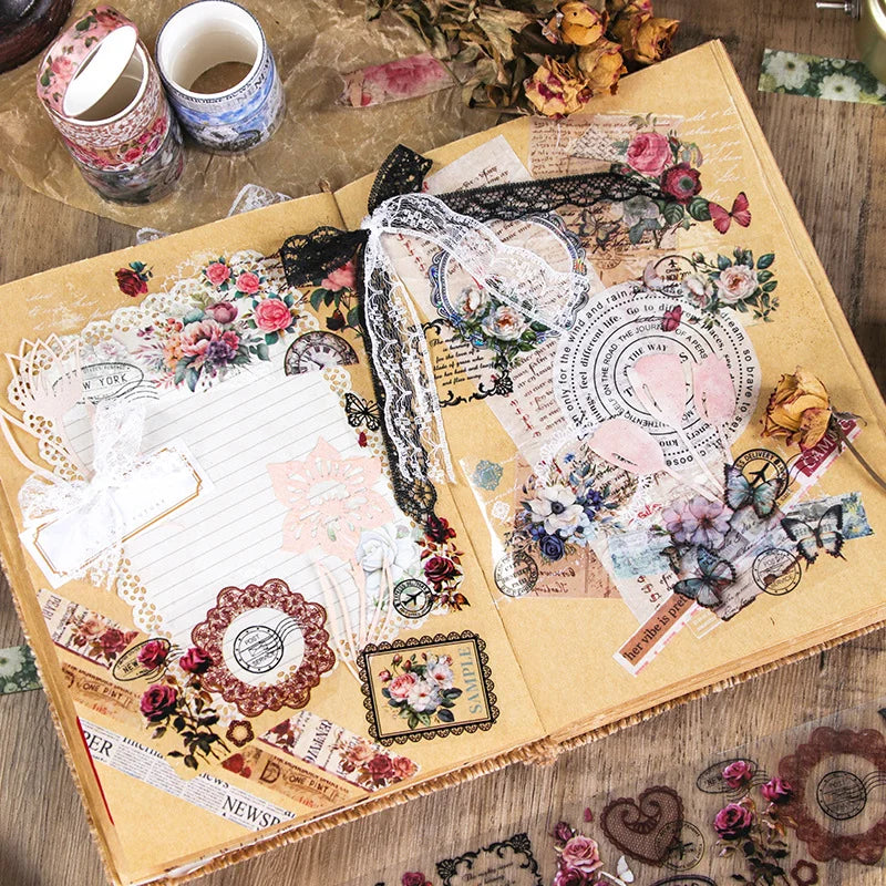 Vintage Floral Pattern Washi Tape Set