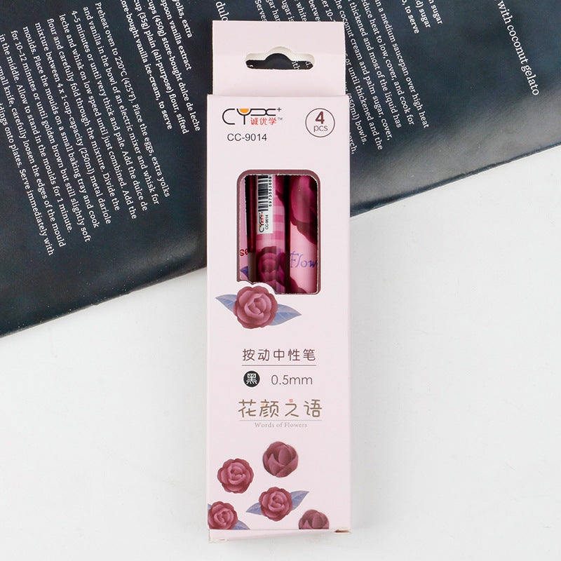 Aesthetic Flower Push-Button Gel Pen